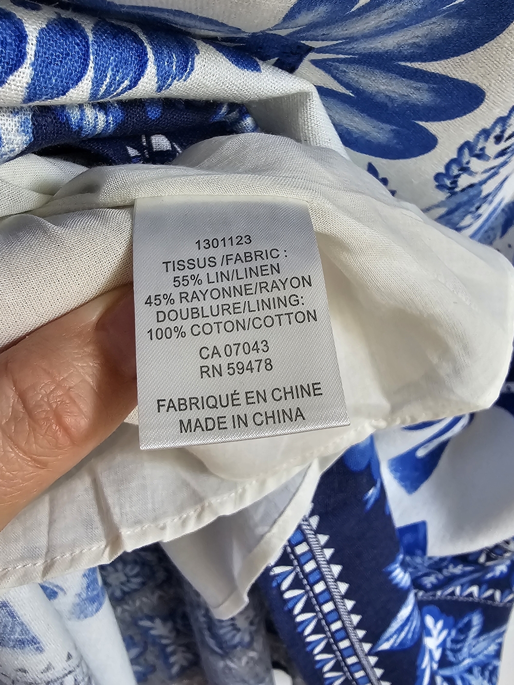 Caroline Constas Blue & White Floral Tapestry Lenzing Trim Linen Dress NWT $360 - Picture 4 of 8